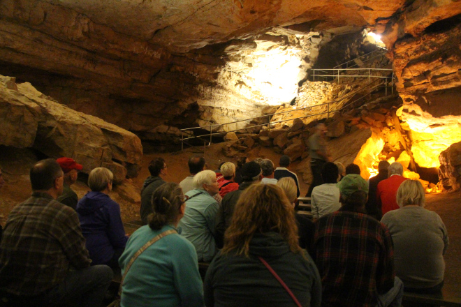 Finally we reached the first large cavern.